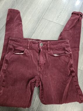 American Eagle Outfitters Wine Red Stretch Skinny Jeans